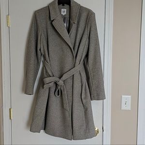 Gap Maternity Wool Blend Wrap Coat- Grey